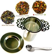 theepakket - compleet luxe - thee set - thee cadeau - met - theezeef - thee ei - theefilter - maatlepel - 60 kopjes - thee - losse thee - witte thee - appeltaart thee - lavendel th