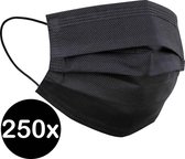 250 stuks Wegwerp 3laags gezichtsmaskers - mondmasker - mondkapje (zwart)