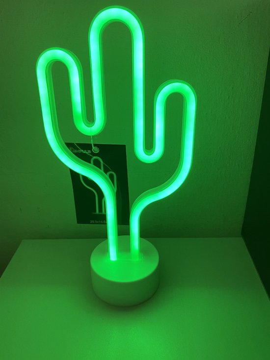 LED Cactus met neonlicht - groen neon licht - hoogte 29.5 x 14.5 x 8.5 cm - Tafellamp - Nachtlamp - Decoratieve verlichting - Woonaccessoires