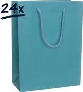 24st. stevige draagtassen papier (18x24x8,5)cm | zak | cadeautasje | gift bag | verpakking | gedraaid koord greep
