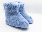 ZILTY WOOL® merino wollen sloffen - Dames / Heren - antislip - maat 36 / 37 - Licht blauw
