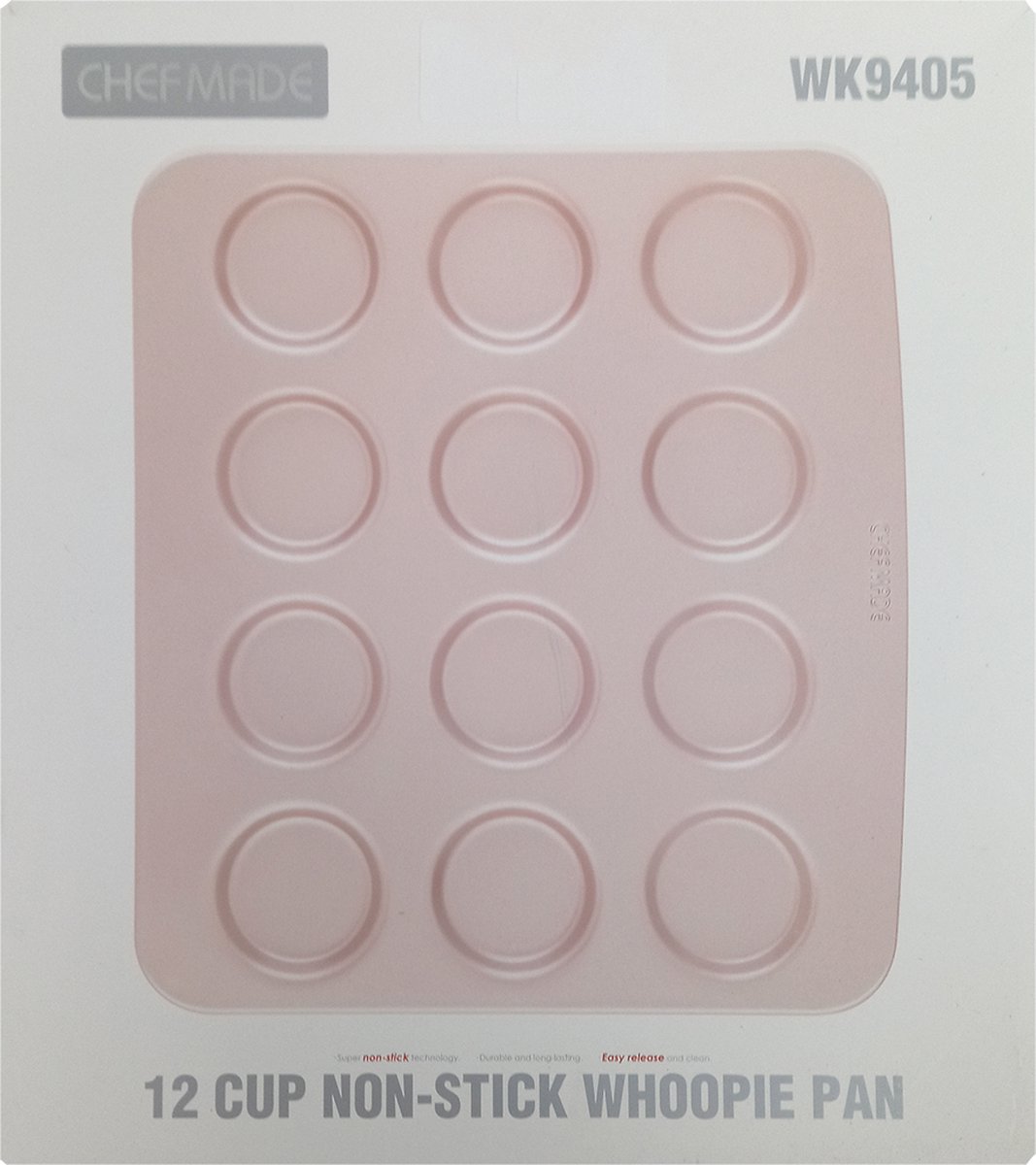 Bakvorm voor whoopies - anti aanbaklaag - champagnekleurig metaal - voor 12 whoopies - 29 x 32.6 cm