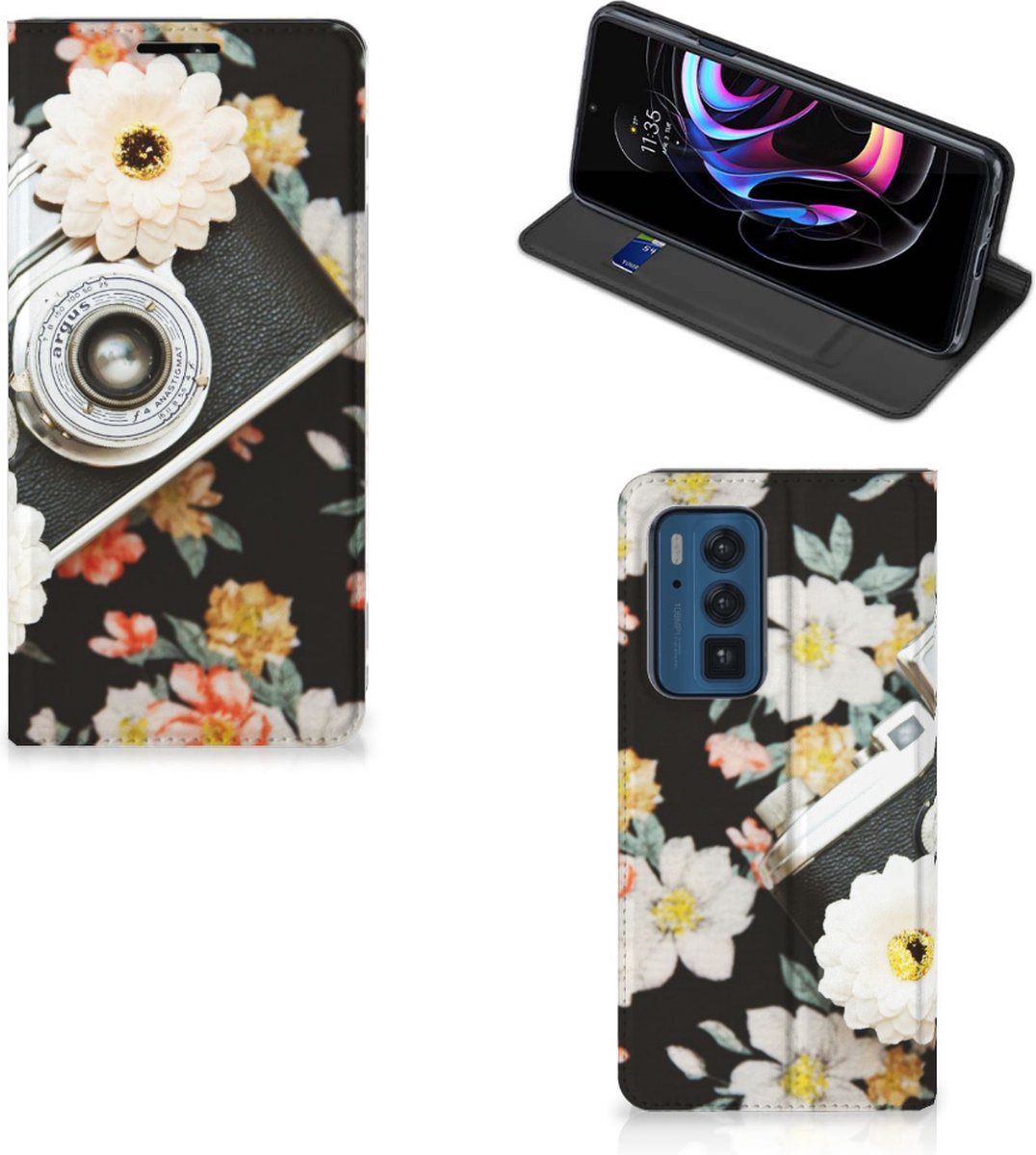 Motorola Edge 20 Pro Stand Case Vintage Camera