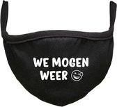 We mogen weer Rustaagh mondkapje - gezichtsmasker - wasbaar - niet medisch - zwart - tekst - bedrukt