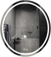 Melili Spiegel-LED spiegel-Badkamer spiegel-LED badkamer spiegel- Ontwasemen-3 LED Verlichting Standen-Anti Condens - Met Klok -Smart spiegel 60cm rond- Smart LED badkamer spiegel