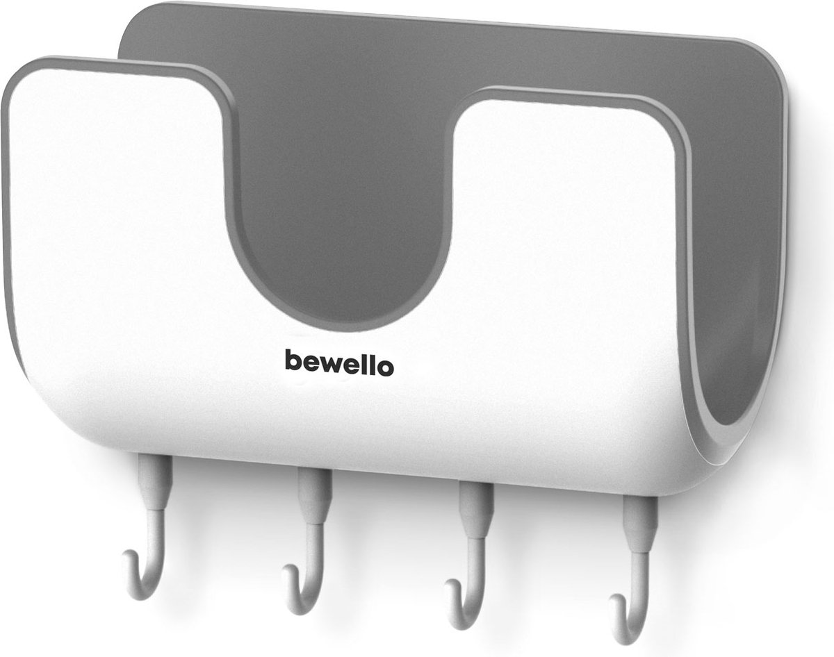 Bewello® - Handdoekrek Badkamer Zelfklevend met 4 haken - Design Ophangsysteem voor Douche of Keuken - Waterproof