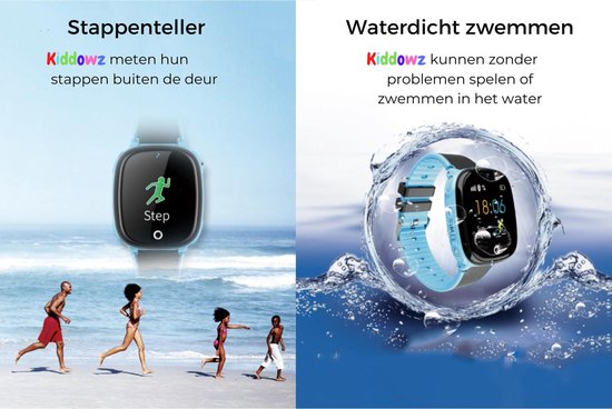 KIDDOWZ Smartwatch Kinderen – GPS Horloge voor Kids – Met Tracker Kind – Kinderhorloge – jongen / meisje – Waterbestendig - HD Camera – Inclusief Simkaart – Blauw