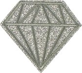 Zilverkleurige Glitter Diamant Strijk Embleem Patch 7.6 cm / 6.8 cm / Zilver