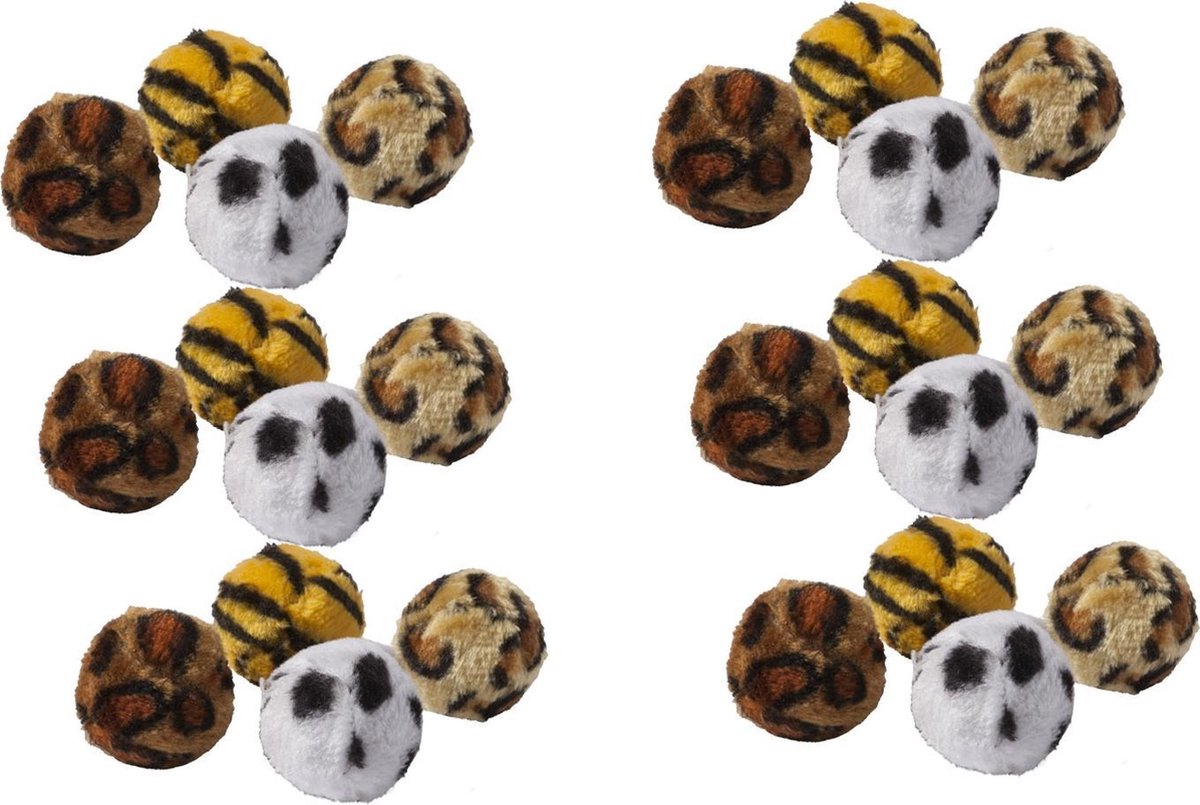 Adori Speeltje Bal Dierenprint - Kattenspeelgoed - 6 x 4 cm Assorti
