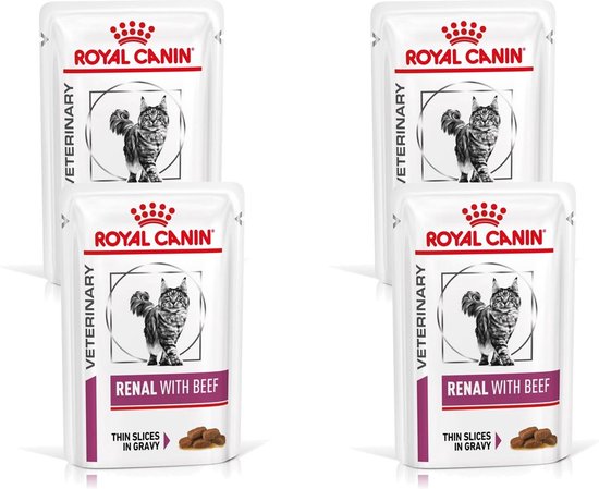 Royal Canin Veterinary Diet Renal Beef Wet - Nourriture pour chats - 4 x 12x85g