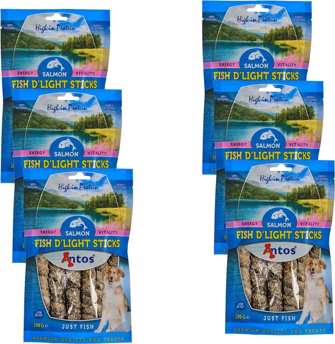 Antos Fish D'Light Salmon Sticks - Hondensnacks - 6 x Zalm 100 g