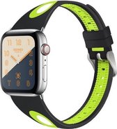 Geschikt voor Apple Watch bandje 38 / 40 / 41 mm - Series 1 2 3 4 5 6 7 SE - Smartwatch iWatch horloge band - 38mm 40mm 41mm - Fungus - Siliconen - Zwart groen