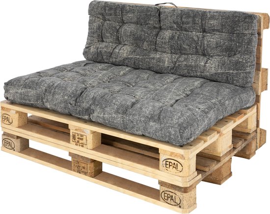 Royal Schneider Palletkussenset voor palletbank, palletkussens, 120 x 80 cm, 6R LS zitkussen, rugkussen, set van 2, 500-04 marineblauw