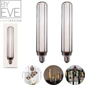 BY EVE T50 LED Filament - 2 stuks - Clear - Sfeerverlichting - Glasvezel - Dimbaar - A++ - Ø 50 mm - E27 - 7 W - 120 lumen - Vintage Ledlamp - Sfeerlamp