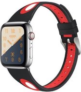 Geschikt voor Apple Watch bandje 38 / 40 / 41 mm - Series 1 2 3 4 5 6 7 SE - Smartwatch iWatch horloge band - 38mm 40mm 41mm - Fungus - Siliconen - Zwart rood