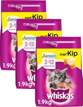 Whiskas Kibble Junior - Poulet - Nourriture pour chats - 3 x 1,9 kg