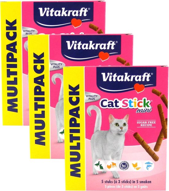Vitakraft Cat-Stick Mini Multipack - Kattensnack - 3 x Mix 5x3 stuks