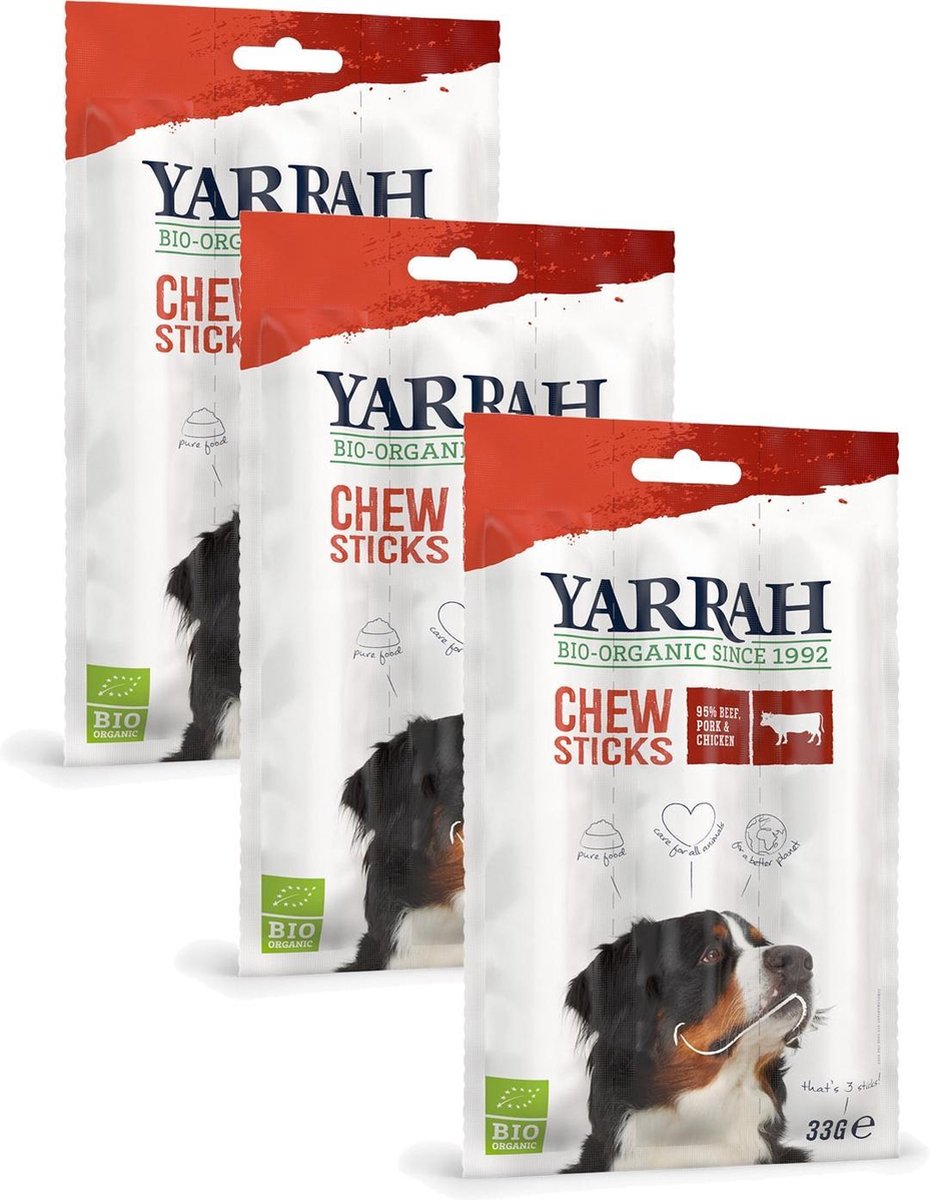 Yarrah Biologische Hondensnack Kauwstick - 3 St à 33 gr NL-BIO-01