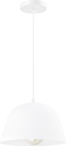QUVIO Hanglamp retro - Lampen - Plafondlamp - Verlichting - Keukenverlichting - Lamp - Simplistisch design - E27 Fitting - Voor binnen - Met 1 lichtpunt - Aluminium - Metaal - D 30 cm - Wit