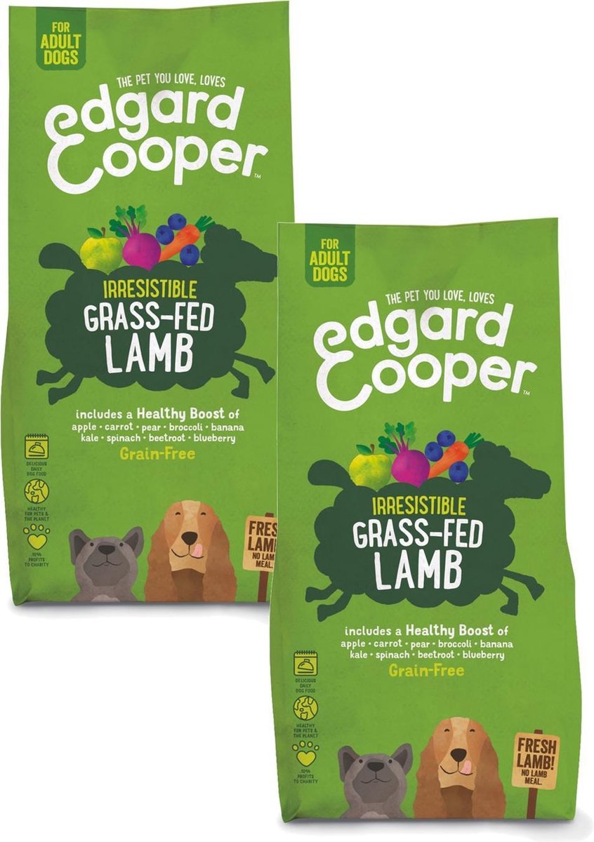 Bol.com Edgard & Cooper Irresistible Grass-Fed Lamb Adult Lam&Appel&Wortel - Hondenvoer - 2 x 12 kg aanbieding