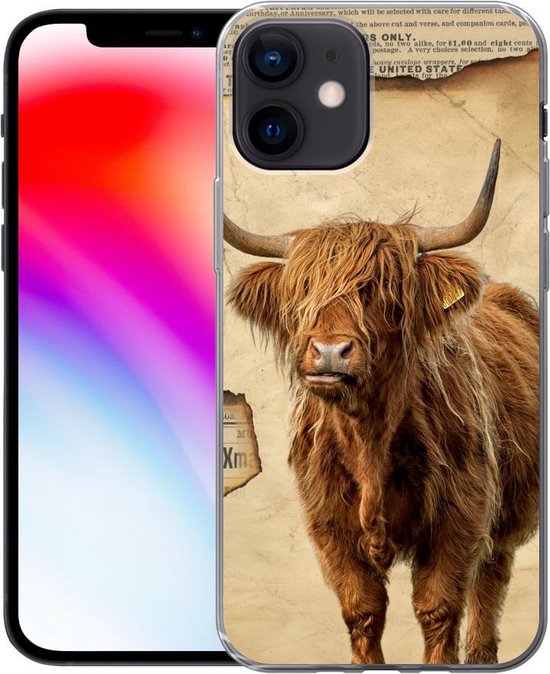 Coque iPhone 12 - Scottish Highlander - Rétro - Journal - Siliconen