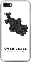 Geschikt voor iPhone 8 hoesje - Overijssel - Wegenkaart - Zwart - Wit - Siliconen Telefoonhoesje