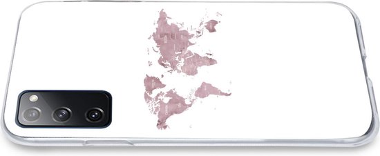 Coque Samsung Galaxy S20 FE - Wereldkaart - Rose - Wit - Coque de téléphone en Siliconen