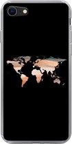 Geschikt voor iPhone 7 hoesje - Wereldkaart - Verf - Zwart - Siliconen Telefoonhoesje