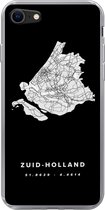 Geschikt voor iPhone 7 hoesje - Zuid-Holland - Kaart - Zwart - Siliconen Telefoonhoesje