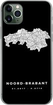 Geschikt voor iPhone 11 Pro Max hoesje - Noord-Brabant - Zwart - Wegenkaart Nederland - Siliconen Telefoonhoesje