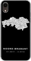 Geschikt voor iPhone XR hoesje - Noord-Brabant - Zwart - Wegenkaart Nederland - Siliconen Telefoonhoesje