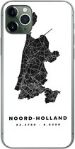 Geschikt voor iPhone 11 Pro Max hoesje - Noord-Holland - Wegenkaart Nederland - Zwart - Siliconen Telefoonhoesje