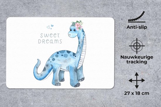 Muismat 27x18 cm - Mousepad Dinosaurus - Kinderkamer - Sweet Dreams - Jongens - Meisjes - Kinderen - Muismatten