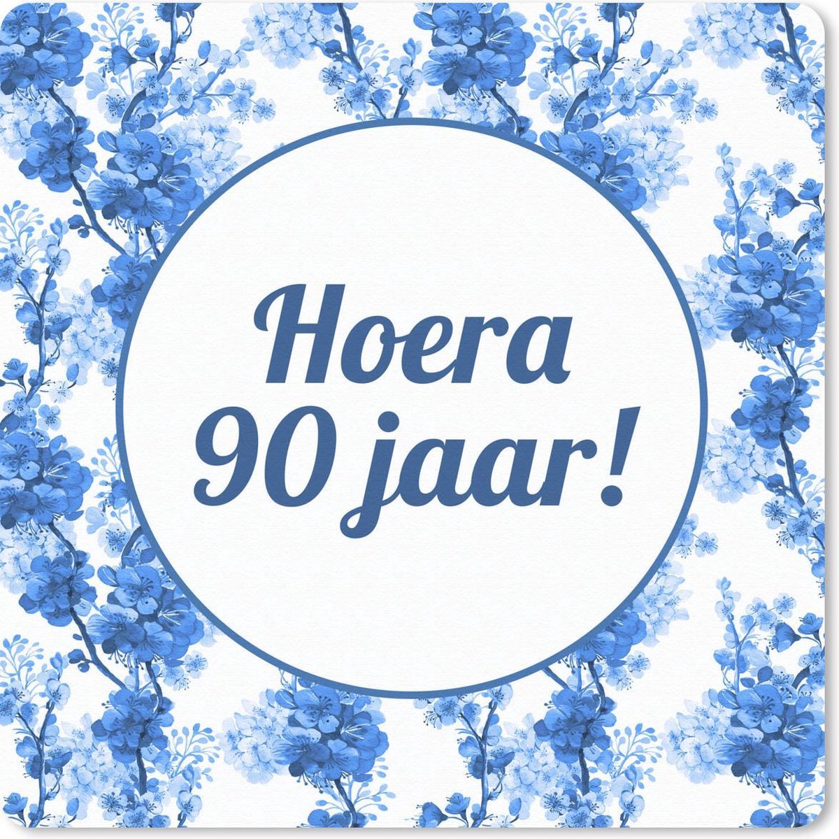 Muismat - Feest - 90 Jaar - Blauw - Wit - 20x20