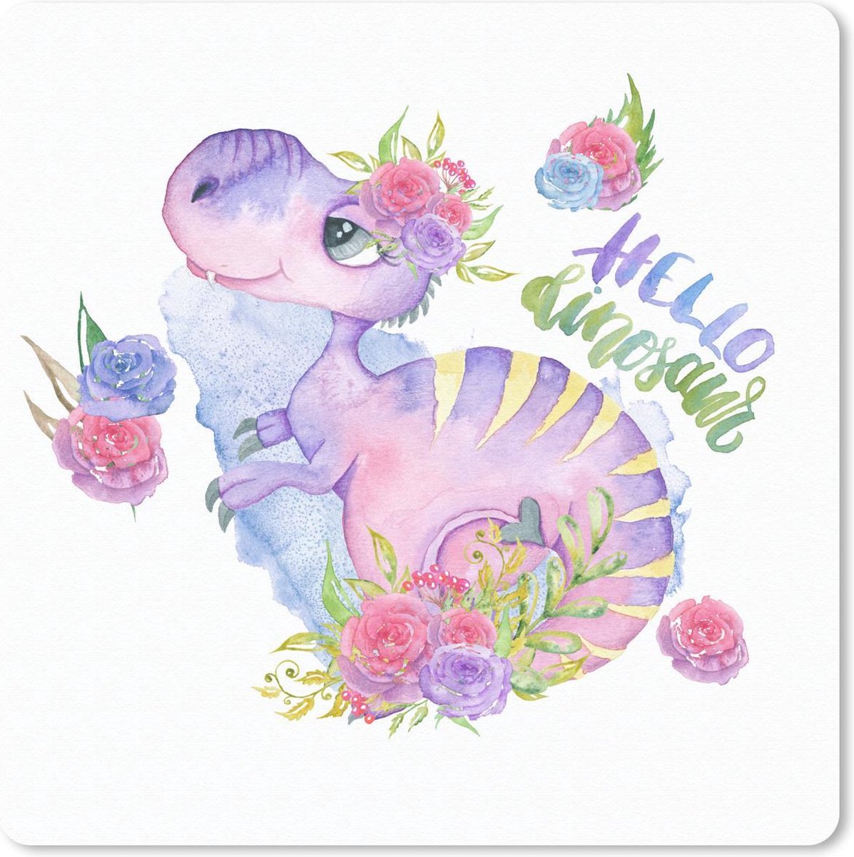 Muismat 30x30 cm - Mousepad Dinosaurus - Kinderkamer - Quote - Meiden - Kinderen - Roze - Muismatten