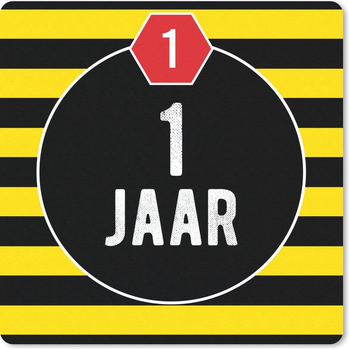 Muismat 30x30 cm - Mousepad Jubileum - 1 Jaar - Zwart - Muismatten