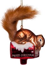 Ornament glass brown squirrel on mailbox H12cm