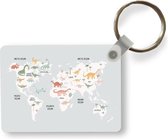 Sleutelhanger - Kinderkamer - Wereldkaart - Dinosaurussen - Uitdeelcadeautjes - Plastic