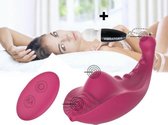 ♛Queen-Toys®  Vibrator Dildo met  Anaal stimulans en Clitorisstimulans afstandsbediening - 3 in 1 - Past in je slipje - 10 standen vibratie - Met vibrator - Oplaadbaar – G spot vibrator – Cli