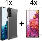 Samsung S21 Plus Hoesje - Samsung Galaxy S21 Plus hoesje Hardcase siliconen case transparant hoesjes back cover hoes Extra Stevig - 4x Samsung S21 Plus Screenprotector