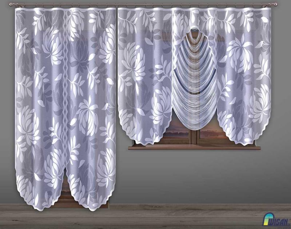 heimtexland ® Store gordijn jacquard wit transparant