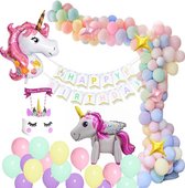 Joya Beauty® Décoration d'anniversaire Unicorn | Fête des enfants licorne avec des Ballons pastel | Guirlandes et drapeaux Unicorn | Décoration