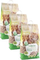 Happy Home Bois naturel – Litière pour chat – 3 × 20 L