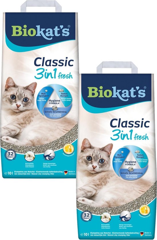 Biokat's Classic Fresh Katoenbloemen - Kattenbakvulling - 2 x 10 l