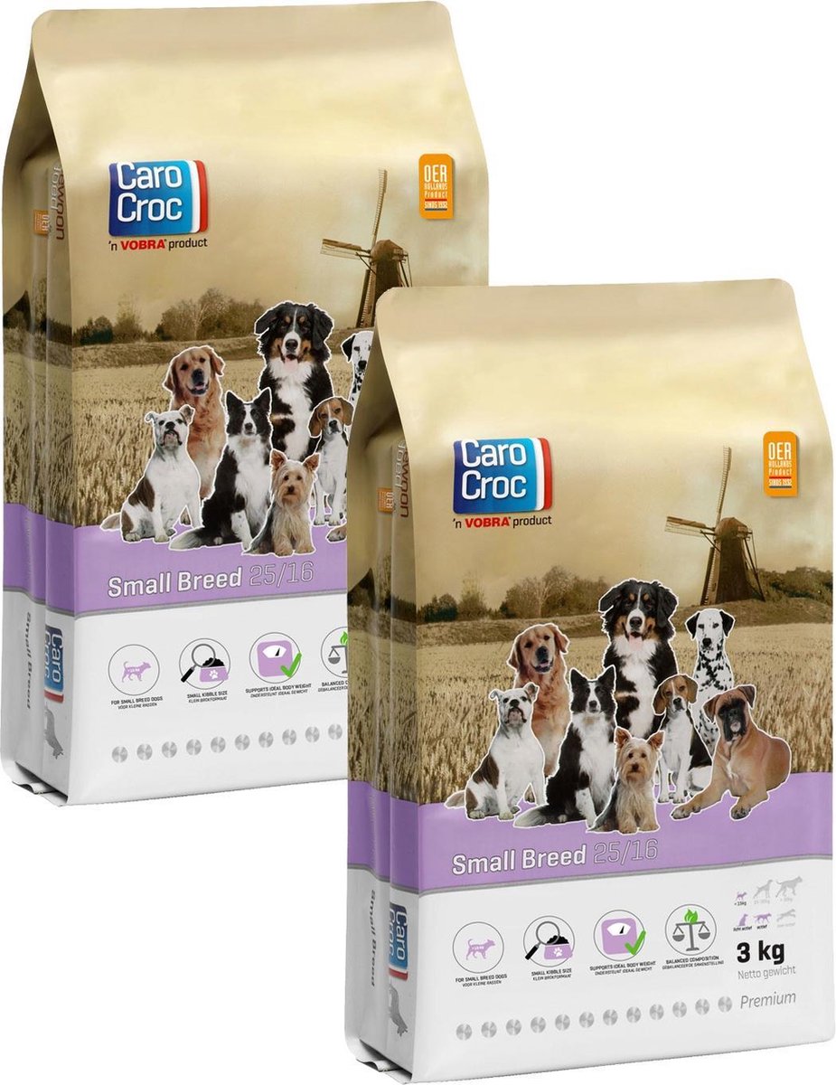 Carocroc Small Breed Vlees&Gevogelte&Rijst - Hondenvoer - 2 x 3 kg