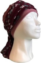 Softies - Chemo muts - Cap met sjaal - Wijnrood met print