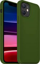 Coverzs Luxe Liquid Silicone case geschikt voor Apple iPhone 12 / 12 Pro - legergroen
