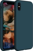 Coverzs Luxe Liquid Silicone case geschikt voor Apple iPhone X / Xs - beschermhoes - siliconen backcover - donkerblauw
