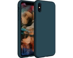 Coverzs Luxe Liquid Silicone case geschikt voor Apple iPhone X / Xs - beschermhoes - siliconen backcover - donkerblauw