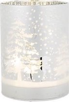 Deers Forest LED excl. 3x AA batterijen zilver 10x10xH13 cm rond glas